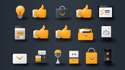 Leinwandbilder - of a feedback icon set for web and mobile applications featuring thumbs up review icons and a satisfaction scale  Designed for user experience customer service and data analysis purposes