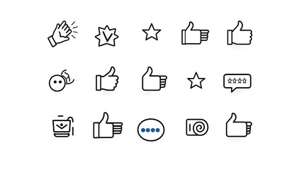 Leinwandbilder - Set of Simple Line Icons Representing Customer Feedback Ratings Testimonials and Review Concepts for Digital Interfaces Websites and Applications