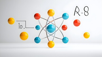 Aufkleber - Detailed 3D of a colorful atomic structure with vibrant electron orbits circling a focused nucleus showcasing the complex and dynamic nature of the fundamental building blocks of matter