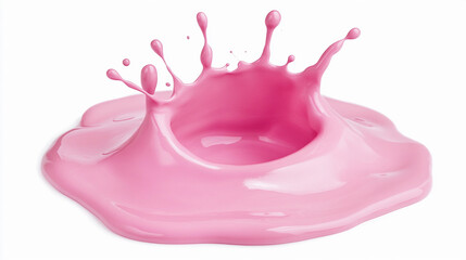 Fototapete - Pink paint splash on a white background creating a dynamic effect