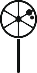 Poster - simple black and white vector icon of a round lollipop with decoration resembling a sliced citrus fr