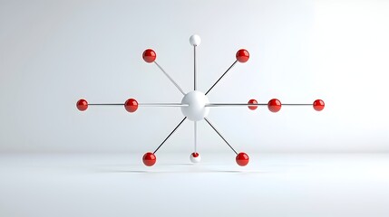 Aufkleber - Minimalist and sleek atom design with bold colors and dynamic electron movement showcased in clean lines on a bright background