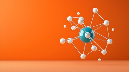 Fototapete - Minimalist and modern atom design featuring bold vibrant colors that showcase the dynamic movement of electrons in a sleek clean line on a bright background