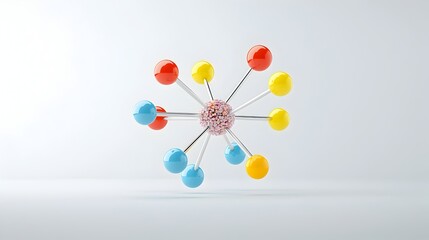 Poster - Stunning 3D visualization of an atomic model showcasing the intricate structure of the nucleus and surrounding electron shells in vivid colors and high definition