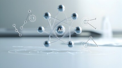 Fototapete - Highly detailed and precise 3D visualization of the internal structure of an atom clearly showing the arrangement of protons neutrons and the orbits of electrons around the nucleus
