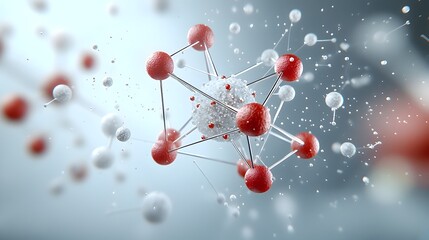 Fototapete - Detailed 3D Visualization of an Atomic Structure Highlighting the Intricate Arrangement and Interactions of Subatomic Particles for a and Captivating Scientific Representation