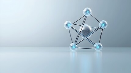 Aufkleber - Captivating Futuristic 3D Atom Design with Luminous Particles and Precisely Defined Electron Orbits for High Visual Appeal  A dynamic modern