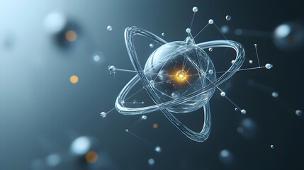 Aufkleber - Atom in Virtual Reality Visualizing the Future of Scientific through Neon Particles and Holographic Overlays