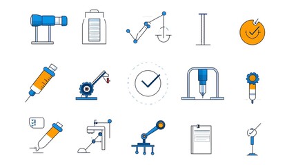 Poster - Assurance Icon Set in Line Style for Web with Evaluation Inspection and Testing on White Background  Concept of Business Management Improvement Process Guarantee Certification Analysis and Control