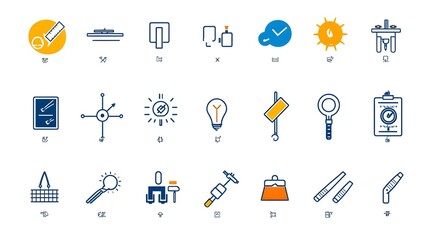 Poster - Set of Modern Control Icons Featuring Symbols for Inspection Assurance and Production Processes Displayed in a Simple Line Style Format on a White Background