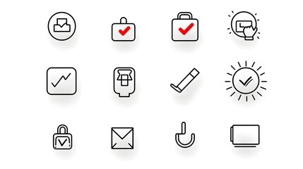 Fototapete - Set of Simple Line Icons Representing Customer Satisfaction Feedback such as Like Dislike and Feedback Symbols on a Clean White Background for Web and App User Interface Design