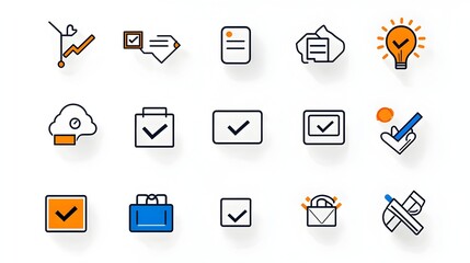 Aufkleber - Set of Simple Line Icons Representing Customer Satisfaction Feedback Such as Like Dislike and Review Symbols on Clean White Background for Web Design and User Interface