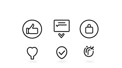 Leinwandbilder - Set of Minimalist Line Icons Representing Customer Satisfaction Feedback and Reactions Such as Like Dislike and Comments on a Clean White Background  Ideal for User Interface Experience Design