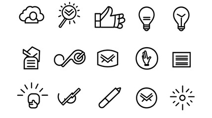Aufkleber - This comprehensive collection of customer satisfaction icons features a clean minimalist line art style design  The set includes symbols representing rating feedback testimonials