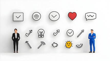 Aufkleber - Collection of Customer Satisfaction Icons in Simple Line Style Showcasing Rating Testimonials Reviews and Feedback Symbols on White Background  Graphic Design Elements for User Experience