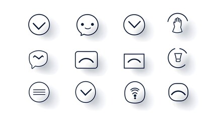 Aufkleber - Minimalist line style web icons and symbols for customer satisfaction feedback including like and dislike rating elements on a clean white background