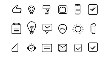 Fototapete - Minimalist Line Art Style Icons Representing Customer Satisfaction Metrics Such as Testimonials Ratings and Reviews on a Clean White Background  Ideal for User Interface Infographic