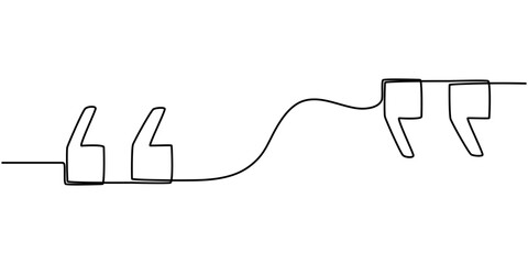 Poster - Single continuous line drawing of a quote mark. One continuous line of a quote mark drawing. Vector illustration. Quote linear design, Quote in speech with commas, quotation mark in talk, continuous.