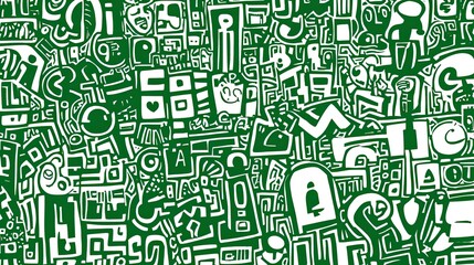 Poster - Green and white doodle, minimal