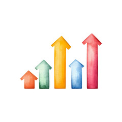 Poster - Colorful upward arrows representing financial growth and progress, isolate white background