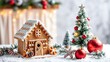© velikiyzayats - Enchanting Gingerbread House and Christmas Tree Decorations for a Magical Holiday Season