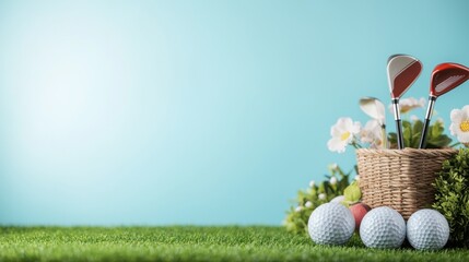 Poster - Enhance your golfing experience with stylish golf clubs and accessories on a bright background