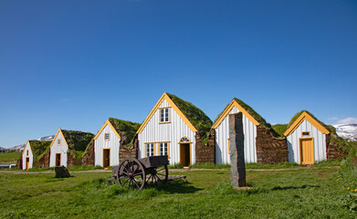 Traditional Icelandic church and farm house