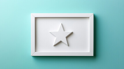 Poster - White ceramic frame with tiny engraved star on teal background