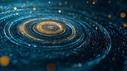 Poster - Abstract golden spiral glowing in dark room, creating mesmerizing effect
