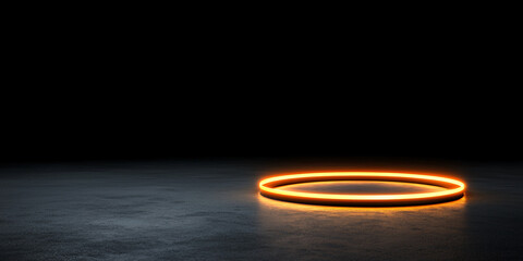 Poster - glowing orange ring of light on dark surface creates mystical atmosphere