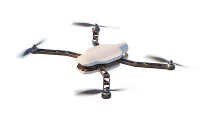 Poster - Drone with four rotors shown isolated on a white background. Concept of technology and innovation. 3D Rendering