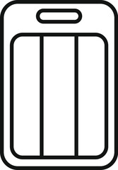 Poster - simple black and white line drawing of a rectangular plastic cutting board with three grooves for co