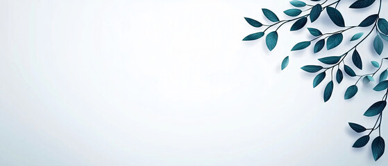 Poster - Delicate green leaves on light background create serene atmosphere