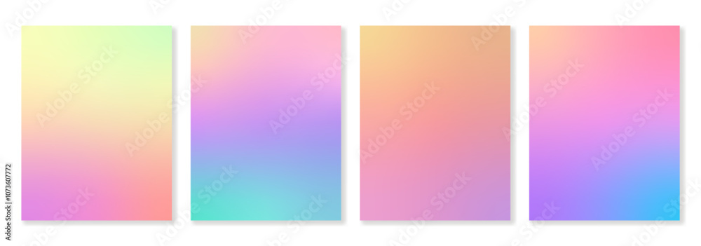 Set of 4 colorful gradient backgrounds in rich colors with soft ...