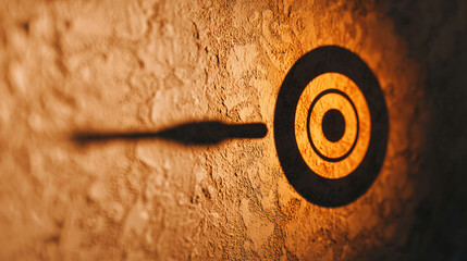 Poster - Shadow of dart casting target shape on textured wall
