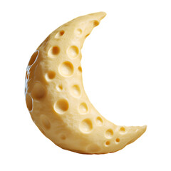 Wall Mural - crescent moon made of cheese. cheesy moon. moon made of cheese. moon made of white cheese. moisten c