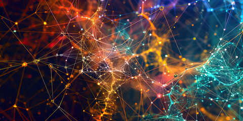 Poster - An intricate concept web, with lines and nodes in different colors, depicting the complex relationships between various ideas.