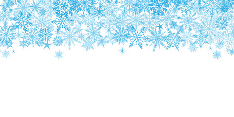 Poster - Blue winter holiday vector snowflake confetti, festive holiday banner design header illustration, Christmas on New Year greeting or invitation wallpaper, isolated