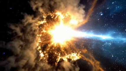 a bright orange and white explosion in space