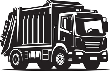 Garbage truck silhouette vector illustration isolated on a white background