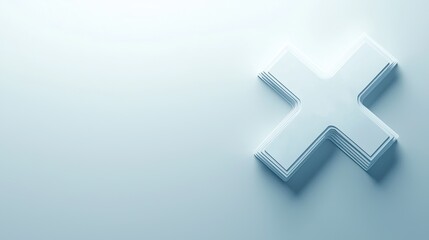 Poster - 3D rendered white cross symbol on a light background