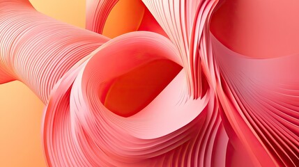Fototapete - Abstract orange and pink wave shapes forming a fluid design.