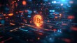 © Arifin Studio - Glowing Bitcoin symbol on a futuristic digital circuit board.