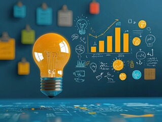 Poster - Illuminated Ideas A Spark of Inspiration on Background of Diagrams and Graphs