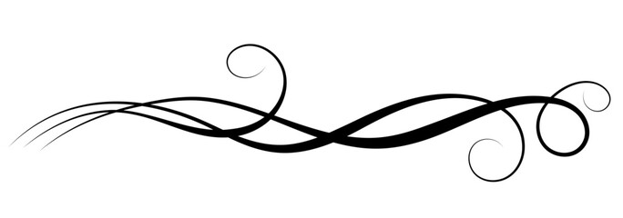 Poster - Wave ornament with leaves and abstract lines. Text divider. Decorative element for decor and text greeting or invitation card design.