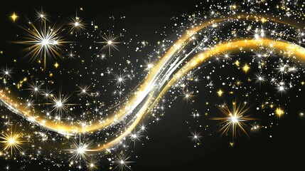 Poster - Create stunning visuals using bright gold and silver sparkles on a dark background