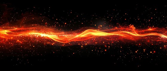 Poster - Dynamic display of bright red and orange light flares against a black background