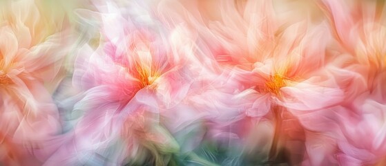 Poster - Create a dreamy atmosphere with blurred flowers in pastel tones for romantic settings