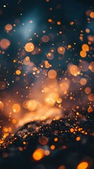 Poster - Capture the essence of warmth blurry fire sparks illuminate a dark background