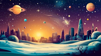 Wall Mural - New Year's celebration poster with replicable space, AI Generative